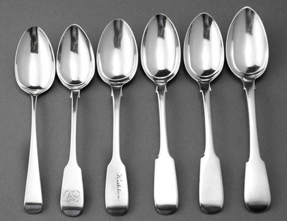 York Silver Teaspoon Collection (6) - Barber, Cattle, North